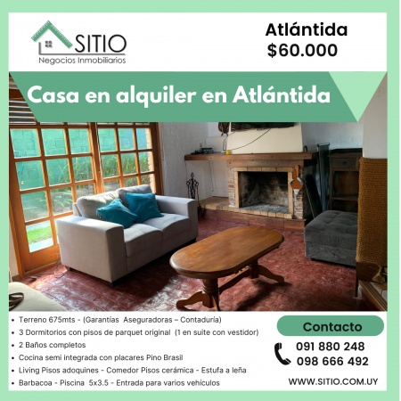 Casa en Alquiler en Atlantida, Canelones