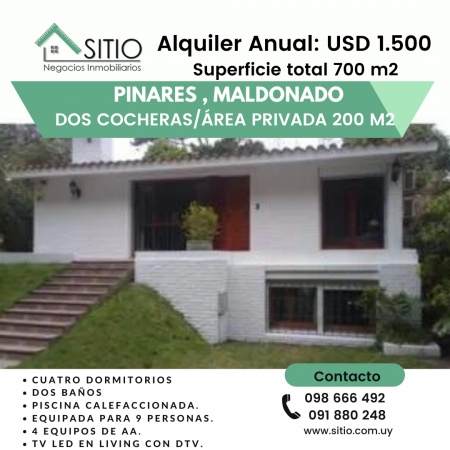 Casa en Alquiler en Pinares, Maldonado