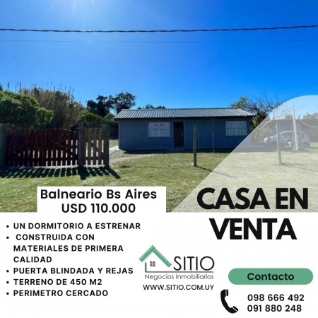 Casa en Venta en Balneario Buenos Aires, Maldonado