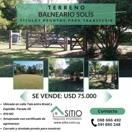 Terrenos en Venta en Balneario Solis, Maldonado