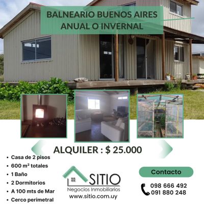Casas en Alquiler en Balneario Buenos Aires, Maldonado