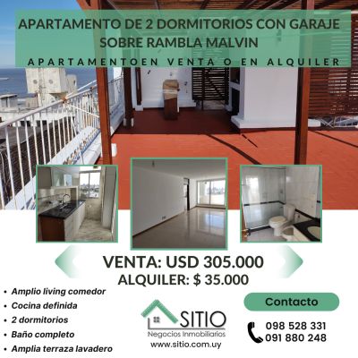 Apartamento en Venta,  Alquiler en Malvín, Montevideo