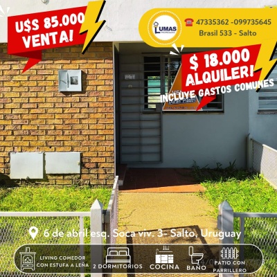 Casa en Venta,  Alquiler en Salto, Salto